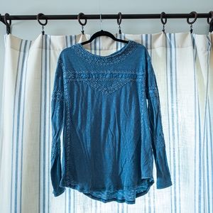Free People long sleeve crochet blouse